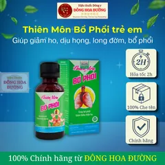 THIÊN MÔN BỔ PHỔI TRẺ EM 3-10 tuổi (chai 90ml) - GIúp bổ phổi, long đờm, giảm đau rát họng, viêm họng - ĐÔNG HOA ĐƯỜNG