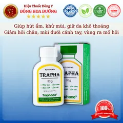 BỘT KHỬ MÙI TRAPHA (chai 30g) - Giúp hút ẩm, khử mùi hôi vùng nách, chân; Giúp da luôn khô thoáng - ĐÔNG HOA ĐƯỜNG