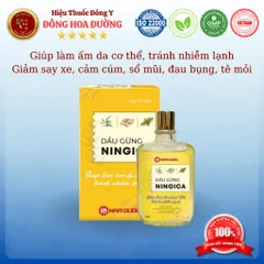 DẦU GỪNG NINGICA (chai 20ml) - Giúp làm ấm da cơ thể; Giảm say xe, cảm cúm, sổ mũi, đau bụng, tê mỏi - ĐÔNG HOA ĐƯỜNG