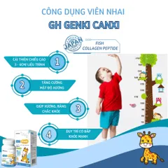 VIên Nhai Canxi GH Genki Nhật Bản - Viên nhai hỗ trợ tăng chiều cao cho bé hộp 90 viên