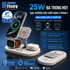 [CHÍNH HÃNG]Sạc Không Dây 3 Trong 1 HiTUNY G21 Qi2.2 25W, Sạc iPhone Apple Watch AirPods, Gập Gọn Tiện Lợi