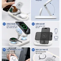 [CHÍNH HÃNG]Sạc Không Dây 3 Trong 1 HiTUNY G21 Qi2.2 25W, Sạc iPhone Apple Watch AirPods, Gập Gọn Tiện Lợi