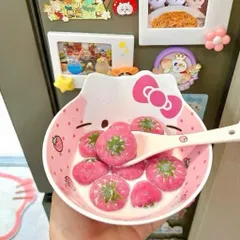 BỘ BÁT ĂN DẶM KÈM THÌA DĨA HÌNH HELLO KITTY HỒNG SIU CUTE - Tô Ăn Cơm, Đựng Salad, Ngũ Cốc Cho Bé Và Dân Văn Phòng
