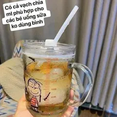 [THANH LÝ] Combo 3 Cốc Thủy Tinh Chia Vạch Kèm Ống Hút 400ml, Nắp Chống Tràn Họa Tiết Cute Cho Bé Uống Sữa, Pha Đồ Uống