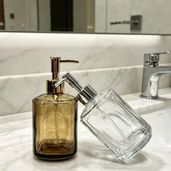 Bình Đựng Xà Phòng Rửa Tay, Chai Thủy Tinh Đựng Dầu Gội Sữa Tắm Cao Cấp - Vòi Nhấn Sang Trọng Decor Phòng Tắm