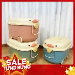 Thùng đựng đồ chơi cho bé hình vịt heo có bánh xe 813341