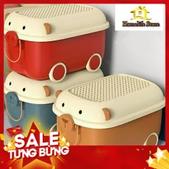 Thùng đựng đồ chơi cho bé hình vịt heo có bánh xe 813341