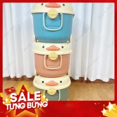 Thùng đựng đồ chơi cho bé hình vịt heo có bánh xe 813341