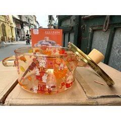 Nồi thủy tinh cao cấp chịu nhiệt độ cao với núm gấu Bear 1700ml 813367
