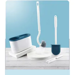 Bộ 3 Bàn Chải Vệ Sinh Toilet Silicone Cán Dài 360 Độ - Tiện Lợi Treo Tường 813370