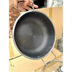 Chảo Inox Tổ Ong Sâu Lòng 28cm Cao Cấp - Chảo Chống Dính Toàn Phần 3 Lớp Dùng Cho Mọi Loại Bếp