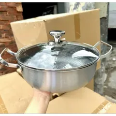 Chảo Inox Tổ Ong Sâu Lòng 28cm Cao Cấp - Chảo Chống Dính Toàn Phần 3 Lớp Dùng Cho Mọi Loại Bếp