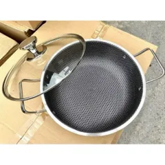 Chảo Inox Tổ Ong Sâu Lòng 28cm Cao Cấp - Chảo Chống Dính Toàn Phần 3 Lớp Dùng Cho Mọi Loại Bếp
