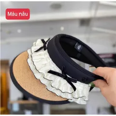 Mũ Cói Nửa Đầu Phối Bèo Nơ Xinh Xắn - Nón Visor Nữ Chống Tia UV Rộng Vành Đi Biển Cao Cấp Style Hàn Quốc 813428