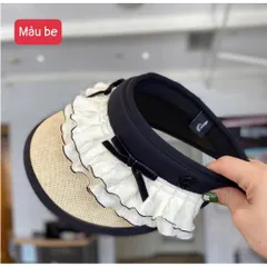 Mũ Cói Nửa Đầu Phối Bèo Nơ Xinh Xắn - Nón Visor Nữ Chống Tia UV Rộng Vành Đi Biển Cao Cấp Style Hàn Quốc 813428