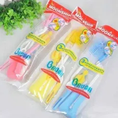 Bộ Cọ Rửa Bình Sữa Moonship 4 Chi Tiết Xoay 360 Độ Cao Cấp - Cây Súc Bình Sữa Và Núm Ti Đa Năng Cho Bé
