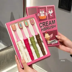 Sét 4 Bàn Chải Đánh Răng Ice Cream Lông Tơ Siêu Mềm Mịn - Bộ Bàn Chải Đánh Răng Hàn Quốc Có Hộp Đựng Cao Cấp 813433