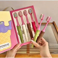 Sét 4 Bàn Chải Đánh Răng Ice Cream Lông Tơ Siêu Mềm Mịn - Bộ Bàn Chải Đánh Răng Hàn Quốc Có Hộp Đựng Cao Cấp 813433