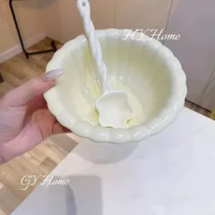 Bát Sứ Decor Hình Hoa Kèm Thìa Xoắn - Chén Ăn Dặm, Đựng Salad Sứ Cao Cấp Phong Cách Pháp Tiểu Thư 813436