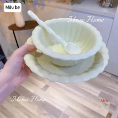 Bát Sứ Decor Hình Hoa Kèm Thìa Xoắn - Chén Ăn Dặm, Đựng Salad Sứ Cao Cấp Phong Cách Pháp Tiểu Thư 813436