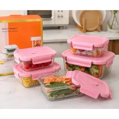 Set 3 Hộp Thủy Tinh Khóa Hộp Đựng Thực Phẩm Borosilicate Cao Cấp Chịu Nhiệt Lò Vi Sóng 410ml 680ml 1000ml Royal Design 813438