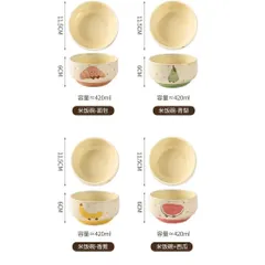 Set 5 Bát Sứ Decor Cao Cấp – Bộ Chén Ăn Cơm Họa Tiết Hoa Quả Cute, Gốm Sứ Tráng Men Sáng Bóng Chịu Nhiệt Tố