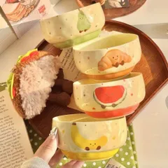 Set 5 Bát Sứ Decor Cao Cấp – Bộ Chén Ăn Cơm Họa Tiết Hoa Quả Cute, Gốm Sứ Tráng Men Sáng Bóng Chịu Nhiệt Tố