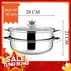 Nồi hấp inox 2 tầng đường kính 28cm dùng mọi loại bếp 813460