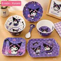 Bộ Bát Đĩa Nhựa Cao Cấp 6 Món Hình Hoạt Hình Đáng Yêu Cho Bé (Shin, Hello Kitty, Cinnamoroll)
