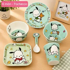 Bộ Bát Đĩa Nhựa Cao Cấp 6 Món Hình Hoạt Hình Đáng Yêu Cho Bé (Shin, Hello Kitty, Cinnamoroll)