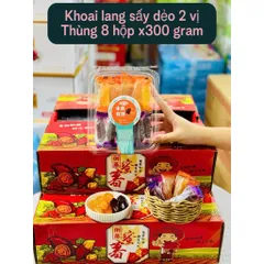 Khoai Lang Sấy Dẻo 2 Vị Hộp 300g - Dẻo Thơm Tự Nhiên, Đồ Ăn Vặt Ngon Hot Trend
