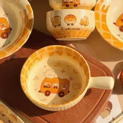 Combo Sét 4 Món Bát Sứ Đĩa Sứ Hình Bánh Mì Dễ Thương, Tô Chén Sứ Phong Cách Hàn Quốc Trang Trí Bàn Ăn, Set Quà Tặng