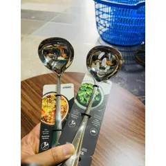 Combo 2 Thìa Múc Canh Và Muôi Thủng Vớt Lẩu Inox Nguyên Khối GKOCH Cao Cấp 22.5cm - Tay Cầm Dày Dặn Cách Nhiệt
