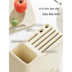 Kệ Cài Dao Kéo Đũa Thìa Đa Năng Có Khay Hứng Nước - Hộp Đựng Dao Kéo Nhà Bếp Nhựa Cao Cấp Tiện Lợi