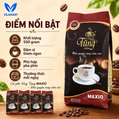 Cà Phê Huy Tùng Maxio 500g – Cà Phê Rang Xay Pha Phin, Hương Thơm Đậm Đà, Vị Cân Bằng