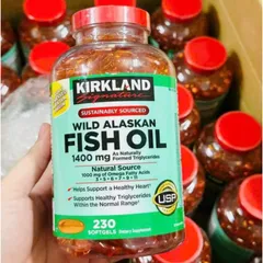 Viên uống Kirkland Signature Wild Alaskan Fish Oil 1400 mg |230 viên| Cung cấp các chuỗi Acid béo Omega & Kiểm soát các phản ứng viêm trong cơ thể [SP Chuẩn Mỹ]