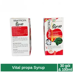 Vital Propa Syrup giúp giảm ho, giảm đờm, giảm đau rát họng do ho kéo dài (hộp 30 gói & hộp 100ml)