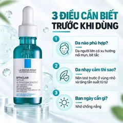 Tinh Chất Giảm Mụn Mờ Thâm La Roche-Posay Effaclar Serum Ultra Concentré 30ml AHA BHA LHA Niacinamide Cho Da Mụn (date 6/27)