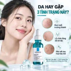 Tinh Chất Giảm Mụn Mờ Thâm La Roche-Posay Effaclar Serum Ultra Concentré 30ml AHA BHA LHA Niacinamide Cho Da Mụn (date 6/27)