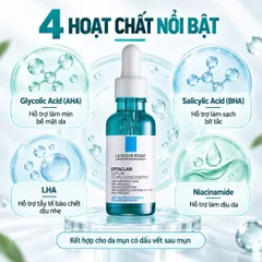 Tinh Chất Giảm Mụn Mờ Thâm La Roche-Posay Effaclar Serum Ultra Concentré 30ml AHA BHA LHA Niacinamide Cho Da Mụn (date 6/27)