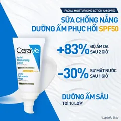 Sữa Dưỡng Ẩm Ban Ngày CeraVe AM Facial Moisturising Lotion SPF50 52ml - Kem Dưỡng Ẩm Da Mặt Cho Da Thường và Da Khô, Chống Nắng, Không Kích Ứng
