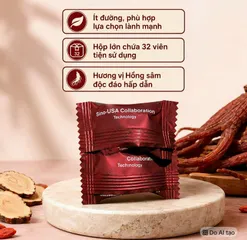 kẸO SÂM HM MỸ -  VỊ SÂM NGUYÊN CHẤT HỘP LỚN 32 VIÊN 
