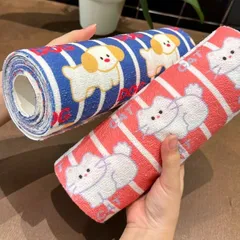 Cuộn Khăn Lau Đa Năng Họa Tiết Chó Mèo Dễ Thương (20 Tờ - Size 25cm) - Khăn Lau Xé Tay Nhà Bếp Thấm Hút Dầu Mỡ 813803