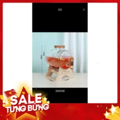 Bình thủy tinh đựng nước có vòi tặng kèm chân gỗ 813815