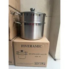 Bộ Nồi Hấp 2 Tầng  30cm Vung Kính Inox 430 Nồi Hấp Xôi, Luộc Gà, Đa Năng Cho Gia Đình 813818
