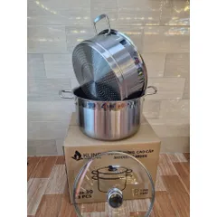 Bộ Nồi Hấp 2 Tầng  30cm Vung Kính Inox 430 Nồi Hấp Xôi, Luộc Gà, Đa Năng Cho Gia Đình 813818