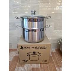 Bộ Nồi Hấp 2 Tầng  30cm Vung Kính Inox 430 Nồi Hấp Xôi, Luộc Gà, Đa Năng Cho Gia Đình 813818