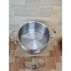 Bộ Nồi Hấp 2 Tầng  30cm Vung Kính Inox 430 Nồi Hấp Xôi, Luộc Gà, Đa Năng Cho Gia Đình 813818