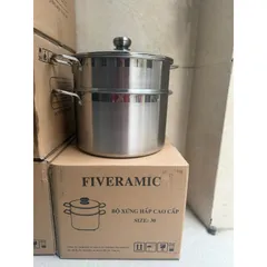 Bộ Nồi Hấp 2 Tầng  30cm Vung Kính Inox 430 Nồi Hấp Xôi, Luộc Gà, Đa Năng Cho Gia Đình 813818