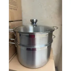 Bộ Nồi Hấp 2 Tầng  30cm Vung Kính Inox 430 Nồi Hấp Xôi, Luộc Gà, Đa Năng Cho Gia Đình 813818